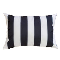 Keo Outdoor Lumbar Pillow, Wide Black and White Horizontal Stripes, 14x20 - BM349725