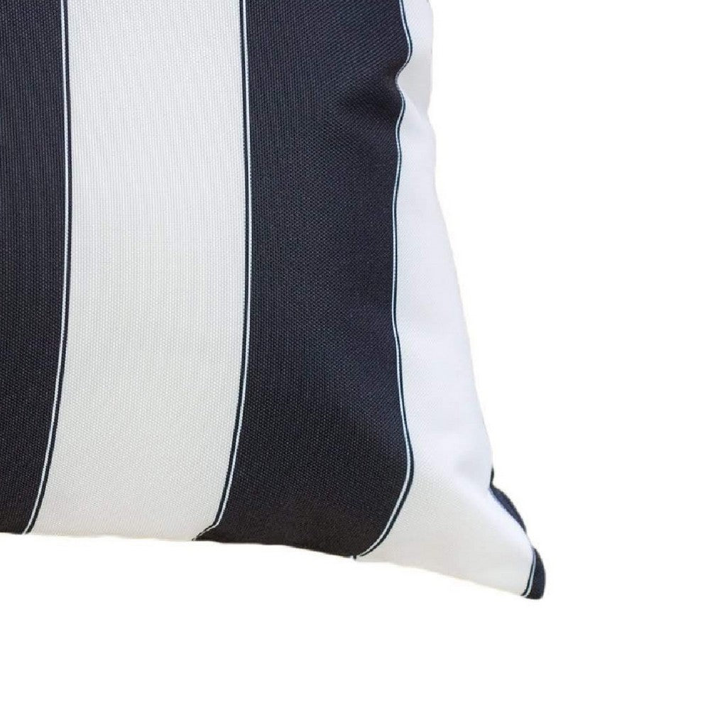 Keo Outdoor Lumbar Pillow, Wide Black and White Horizontal Stripes, 14x20 - BM349725