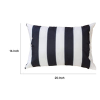 Keo Outdoor Lumbar Pillow, Wide Black and White Horizontal Stripes, 14x20 - BM349725