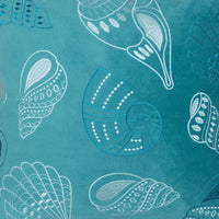 Meo Throw Pillow, Embroidered Seashell Pattern Blue Velvet, 20 Inch Square - BM349726