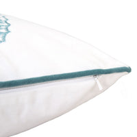 Meo Throw Pillow, Embroidered Seahorse, White Blue Velvet, 20 Inch Square - BM349727