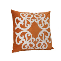Dery Throw Pillow, Vintage Vine Accented Orange Velvet, 20 Inch Square - BM349728