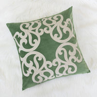 Dery Throw Pillow, Vintage Vine Accented Green Velvet, 20 Inch Square - BM349729