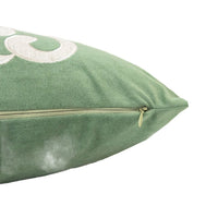 Dery Throw Pillow, Vintage Vine Accented Green Velvet, 20 Inch Square - BM349729