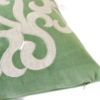 Dery Throw Pillow, Vintage Vine Accented Green Velvet, 20 Inch Square - BM349729