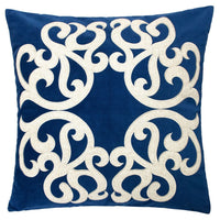 Dery Throw Pillow, Vintage Vine Accented Indigo Velvet, 20 Inch Square - BM349730