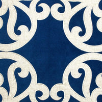 Dery Throw Pillow, Vintage Vine Accented Indigo Velvet, 20 Inch Square - BM349730
