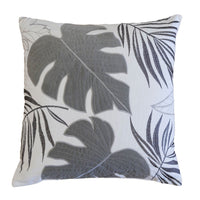 Lefy Accent Pillow, Gray Autumn Leaf Design on White Velvet, 20 Inch Square - BM349733