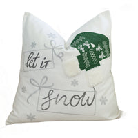 Christmas Throw Pillow, Let It Snow Green Knit Hat Design, 20 Inch Square - BM349736