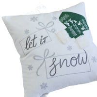 Christmas Throw Pillow, Let It Snow Green Knit Hat Design, 20 Inch Square - BM349736