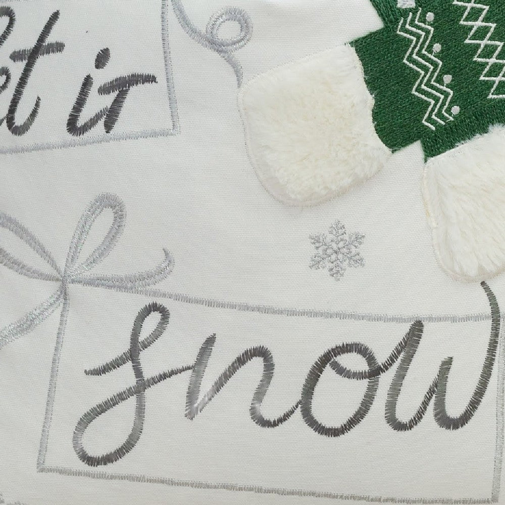 Christmas Throw Pillow, Let It Snow Green Knit Hat Design, 20 Inch Square - BM349736