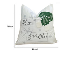 Christmas Throw Pillow, Let It Snow Green Knit Hat Design, 20 Inch Square - BM349736