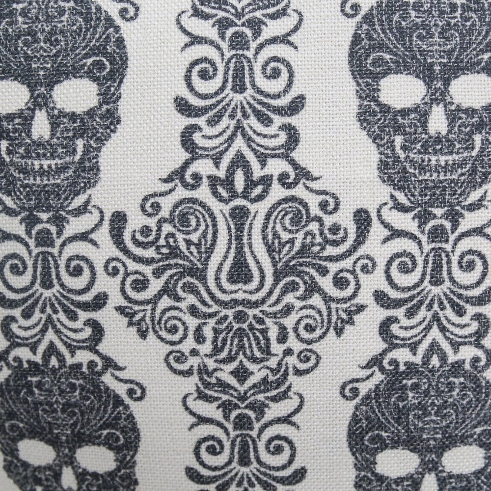 Ary Square Throw Pillow, Black and White Gothic Damask Skull Design, 20 Inch - BM349740
