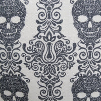 Ary Square Throw Pillow, Black and White Gothic Damask Skull Design, 20 Inch - BM349740