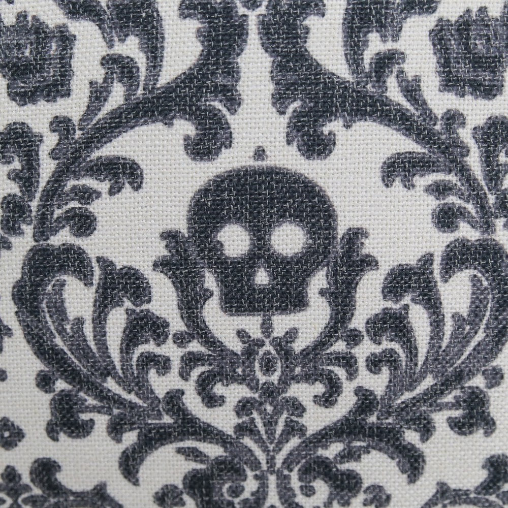 Ary Throw Pillow, Black and White Baroque Skull Design, 20 Inch Square - BM349741