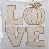 Decorative Throw Pillow, Love Pumpkin Beige Linen Embroidery, 20 Inch Square - BM349742