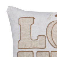 Decorative Throw Pillow, Love Pumpkin Beige Linen Embroidery, 20 Inch Square - BM349742