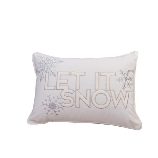 Jiny Lumbar Pillow with Insert, Let It Snow Ivory Velvet Embroidery 14x20 - BM349743