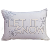 Jiny Lumbar Pillow with Insert, Let It Snow Ivory Velvet Embroidery 14x20 - BM349743