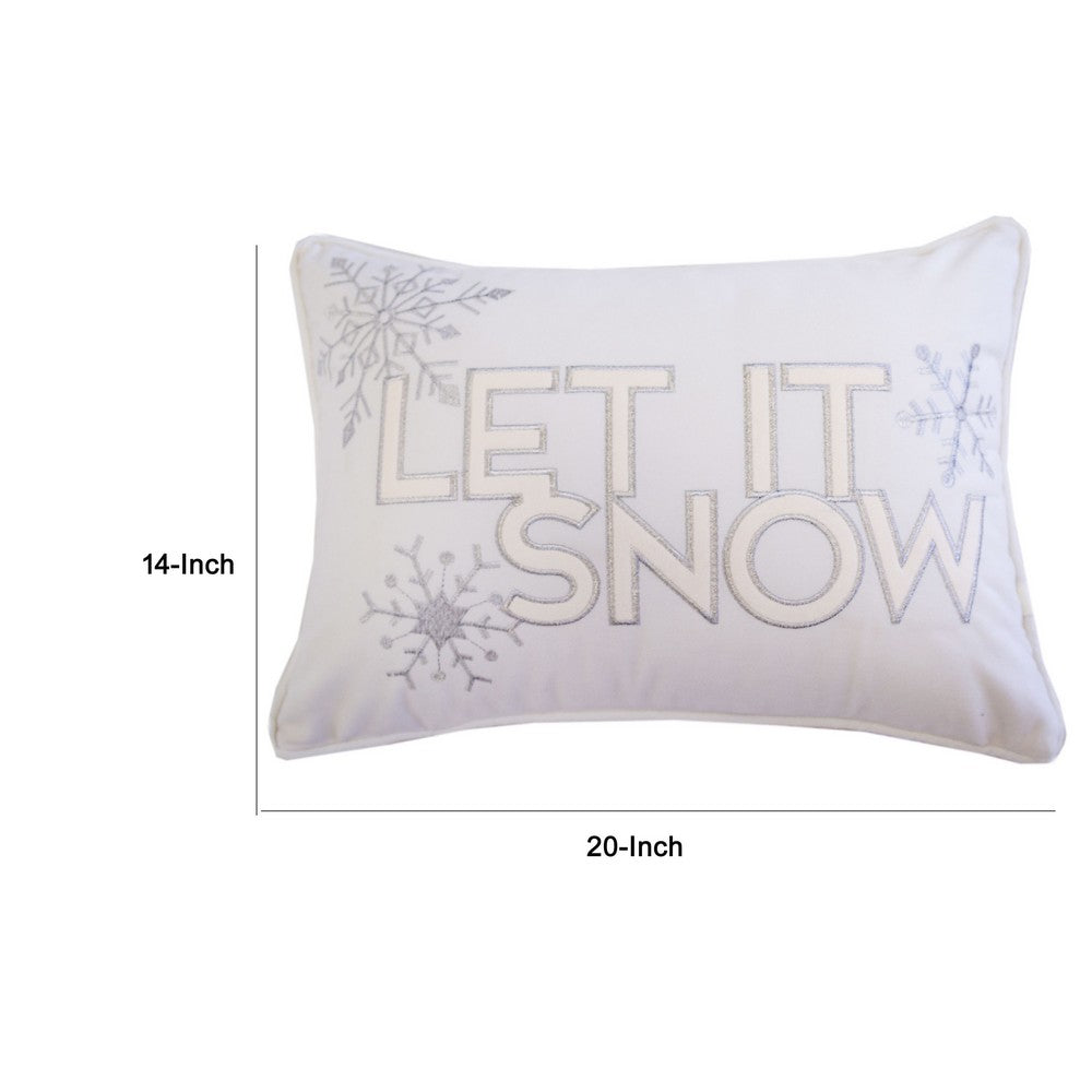 Jiny Lumbar Pillow with Insert, Let It Snow Ivory Velvet Embroidery 14x20 - BM349743