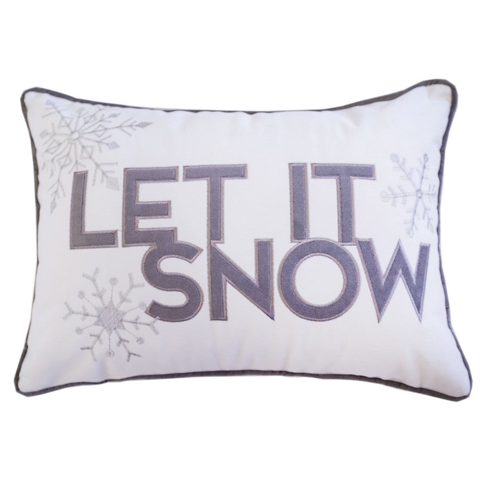 Jiny Lumbar Pillow with Insert, Let It Snow Gray Velvet Embroidery 14x20 - BM349744