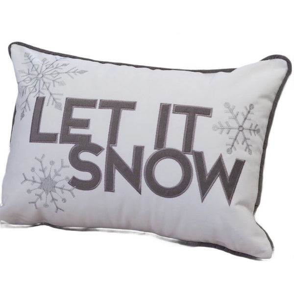Jiny Lumbar Pillow with Insert, Let It Snow Gray Velvet Embroidery 14x20 - BM349744