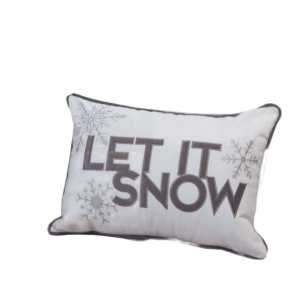 Jiny Lumbar Pillow with Insert, Let It Snow Gray Velvet Embroidery 14x20 - BM349744