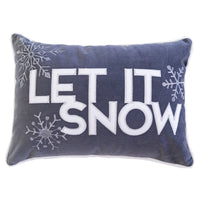 Jiny Dark Lumbar Pillow, Let It Snow White Velvet Embroidery 14x20 - BM349745