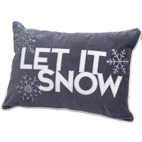 Jiny Dark Lumbar Pillow, Let It Snow White Velvet Embroidery 14x20 - BM349745