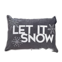 Jiny Dark Lumbar Pillow, Let It Snow White Velvet Embroidery 14x20 - BM349745