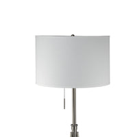 Simi Floor Lamp, Adjustable Tripod, White Linen Shade, Nickel Metal - BM349746