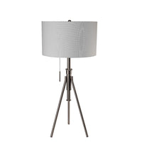 Simi Table Lamp, Adjustable Tripod, White Linen Shade, Nickel Metal - BM349747