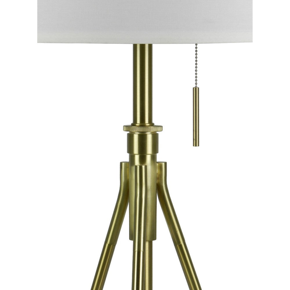 Simi Table Lamp, Adjustable Tripod, White Linen Shade, Nickel Metal - BM349747
