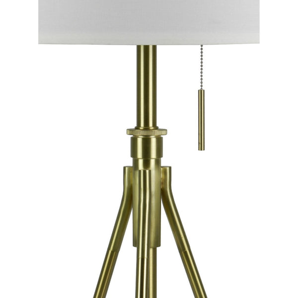 Simi Table Lamp, Adjustable Tripod, White Linen Shade, Nickel Metal - BM349747
