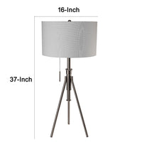 Simi Table Lamp, Adjustable Tripod, White Linen Shade, Nickel Metal - BM349747