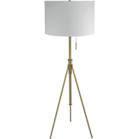 Simi Floor Lamp, Adjustable Tripod, White Linen Shade, Gold Metal - BM349748