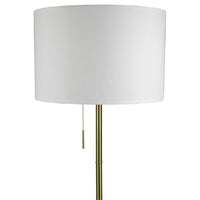 Simi Floor Lamp, Adjustable Tripod, White Linen Shade, Gold Metal - BM349748