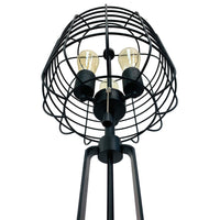 Emon 3 Bulb Table Lamp w USB, Black Metal Industrial Cage Shade - BM349750