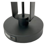 Emon 3 Bulb Table Lamp w USB, Black Metal Industrial Cage Shade - BM349750