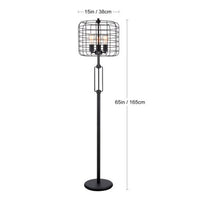 Emon 3 Bulb Floor Lamp, Matte Black Metal Industrial Cage Shade - BM349751