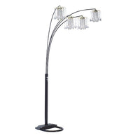 Kyle Arch Floor Lamp, Adjustable Arms, 4 Head Crystal Shades, Black, Gold - BM349752