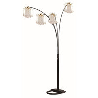 Kyle Arch Floor Lamp, Adjustable Arms, 4 Head Crystal Shades, Black, Gold - BM349752