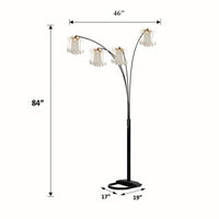Kyle Arch Floor Lamp, Adjustable Arms, 4 Head Crystal Shades, Black, Gold - BM349752
