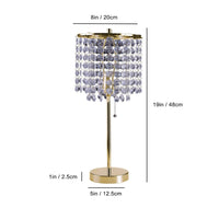 Table Lamp, Hanging Crystal Bead Shade, Pull String Switch, Gold Metal - BM349754