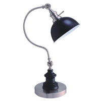 Roma Table Lamp, Gooseneck Arm and Adjustable Head, Nickel, Black Metal - BM349755