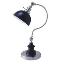 Roma Table Lamp, Gooseneck Arm and Adjustable Head, Nickel, Black Metal - BM349755