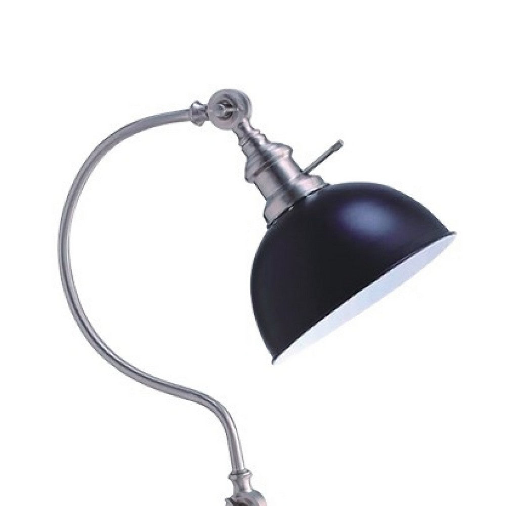 Roma Table Lamp, Gooseneck Arm and Adjustable Head, Nickel, Black Metal - BM349755
