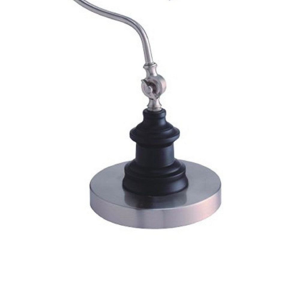 Roma Table Lamp, Gooseneck Arm and Adjustable Head, Nickel, Black Metal - BM349755