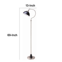 Roma Floor Lamp, Gooseneck Arm and Adjustable Head, Nickel, Black Metal - BM349756