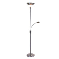 Torchiere Floor Lamp w LED Reading Light, Adjustable Arm, Satin Nickel - BM349757